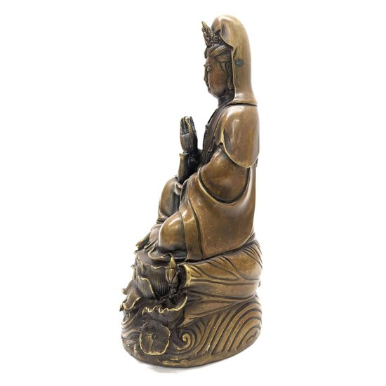 Statuette En Bronze Doré Divinité Asiatique XIXème