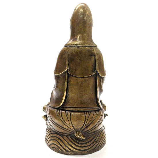 Statuette En Bronze Doré Divinité Asiatique XIXème