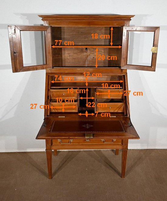 Bureau de Pente Vitrine en Acacia massif, style Louis XVI – 1ère partie XIXe