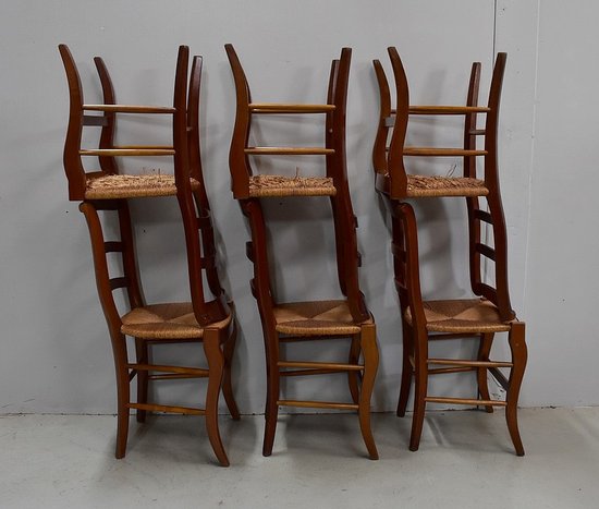 Suite Of 6 Straw Chairs In Cherry - XXth