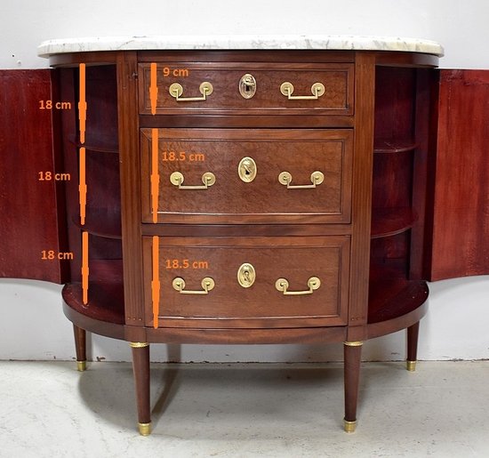 Petit Buffet – Commode Demi-Lune en Acajou, époque Louis XVI – XVIIIe