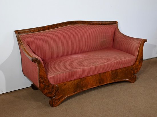 3 Seater Sofa in Burl Walnut, Restoration style - 1st part of the 19th century