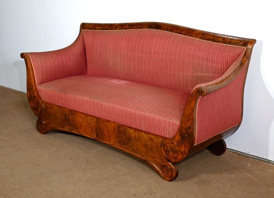 3 Seater Sofa in Burl Walnut, Restoration style - 1st part of the 19th century