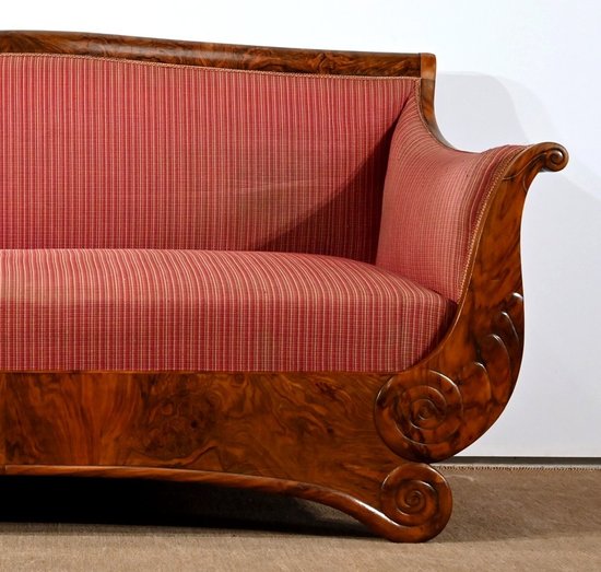 3 Seater Sofa in Burl Walnut, Restoration style - 1st part of the 19th century