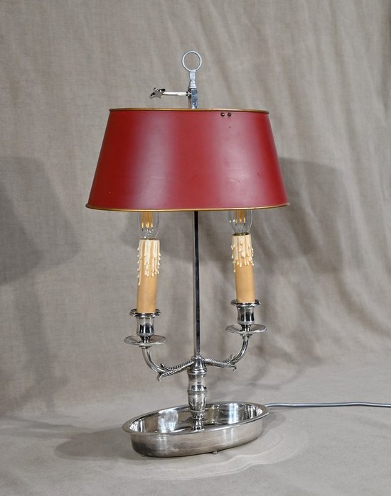 Bouillotte Lamp in Silver Metal - Early 20th Century