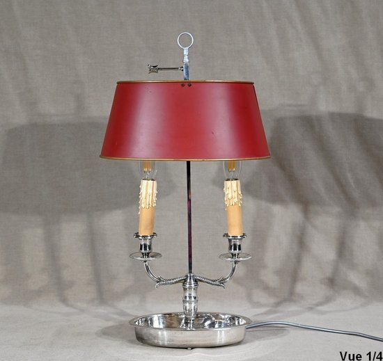 Bouillotte Lamp in Silver Metal - Early 20th Century