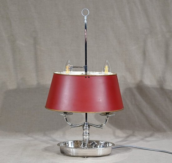 Bouillotte Lamp in Silver Metal - Early 20th Century