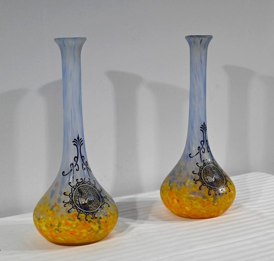 Pair of Glass Paste Vases, signed Legras – Late 19th century