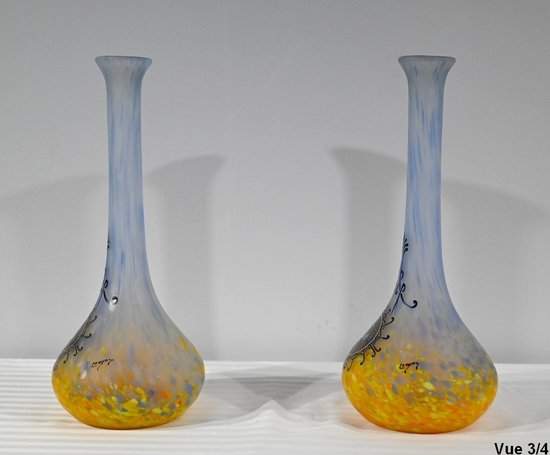 Pair of Glass Paste Vases, signed Legras – Late 19th century