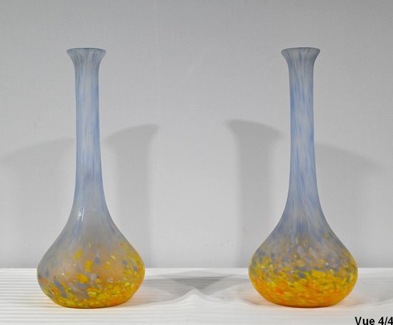 Pair of Glass Paste Vases, signed Legras – Late 19th century