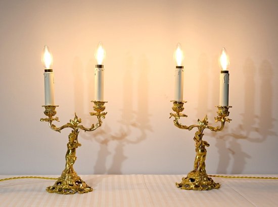 Pair of Gilt Bronze Candlesticks - Late 19th Century