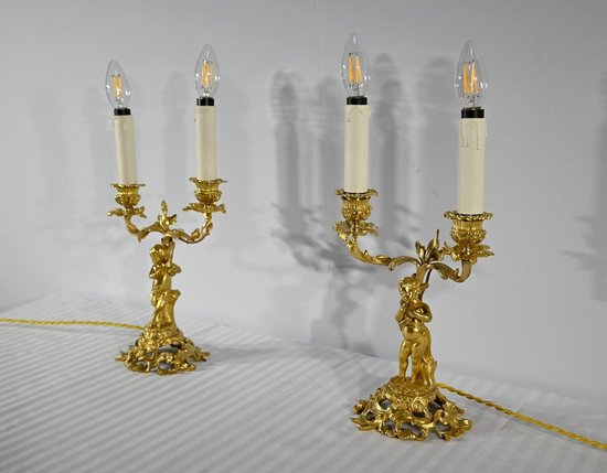 Pair of Gilt Bronze Candlesticks - Late 19th Century