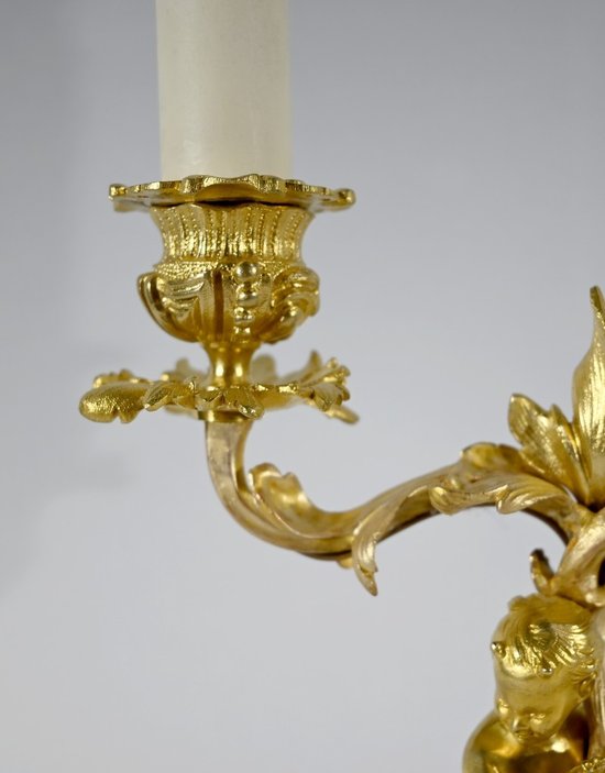 Pair of Gilt Bronze Candlesticks - Late 19th Century