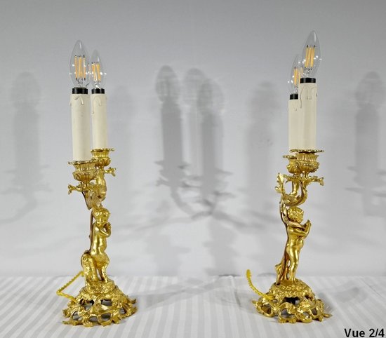 Pair of Gilt Bronze Candlesticks - Late 19th Century