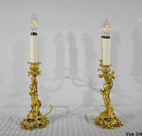 Pair of Gilt Bronze Candlesticks - Late 19th Century