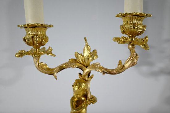 Pair of Gilt Bronze Candlesticks - Late 19th Century