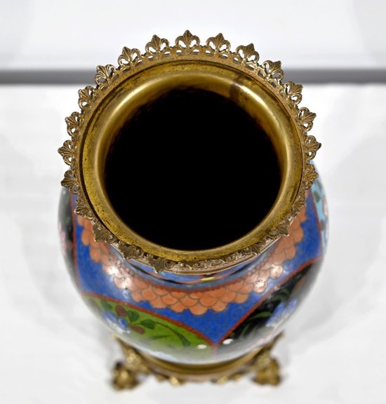 Vase in Gilt Bronze and Enamels - Late 19th Century