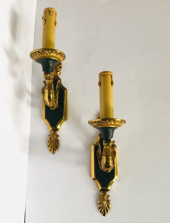 Pair of simple sconces Empire style house Lucien Gau Paris