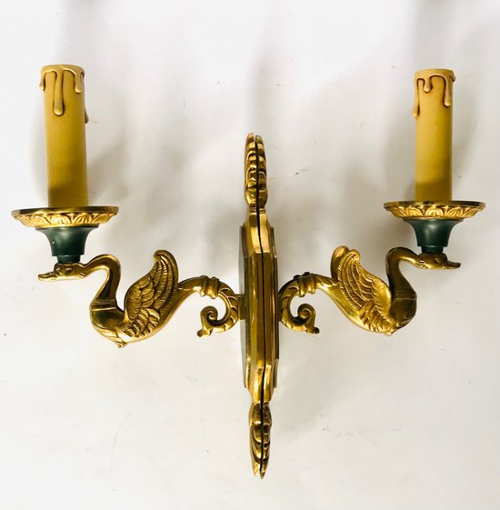 Pair of simple sconces Empire style house Lucien Gau Paris