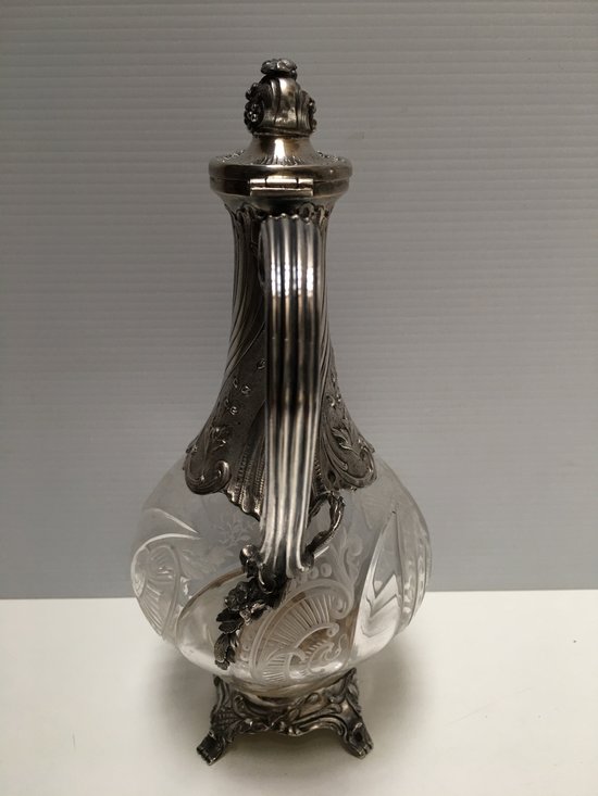 Small crystal and silver ewer late nineteenth