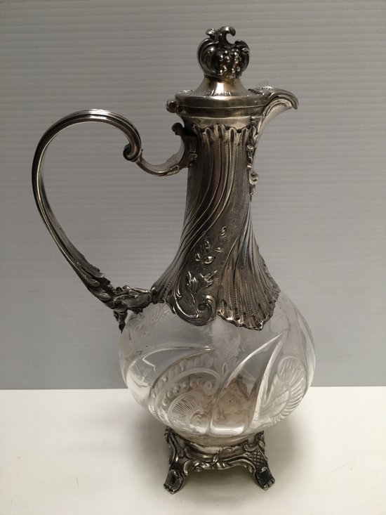 Small crystal and silver ewer late nineteenth