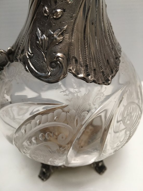 Small crystal and silver ewer late nineteenth