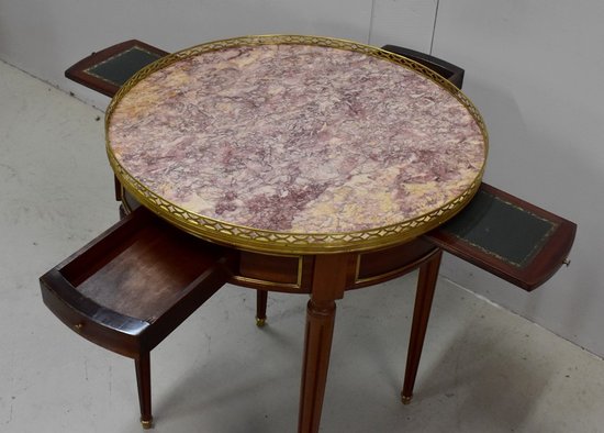 Mahogany Bouillotte table, Louis XVI style - Early XXth century