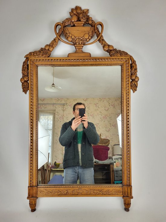 Natural wood mirror Louis XVI style 19th century