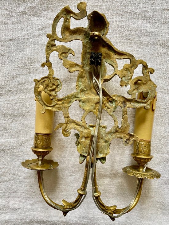 Pair of gilt bronze sconces