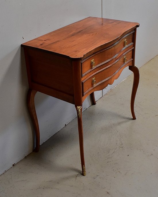 Small Louis XV style chest of drawers, called "Perruquière", in cherry wood - Early XXth century