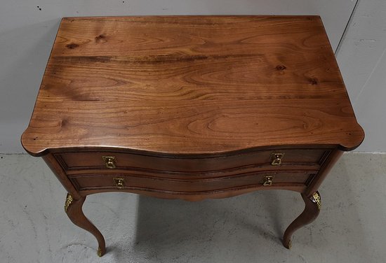 Small Louis XV style chest of drawers, called "Perruquière", in cherry wood - Early XXth century