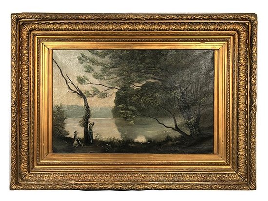 Nach Jean-Baptiste Camille Corot "Souvenir de Mortefontaine", Öl auf Leinwand Anfang 20.