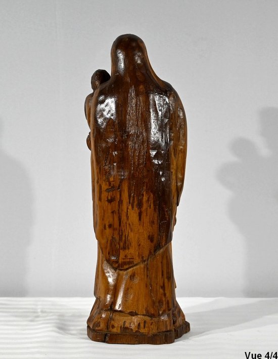 Sculpture in Olive Wood "Madonna and Child" - Late 19th century