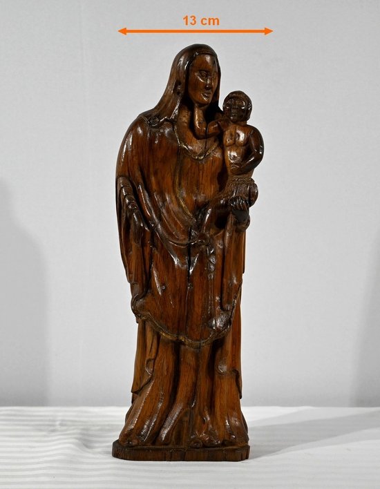 Sculpture in Olive Wood "Madonna and Child" - Late 19th century