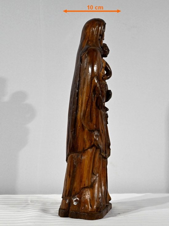 Sculpture in Olive Wood "Madonna and Child" - Late 19th century