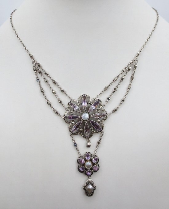 Collier, Argent Et Améthyste, XIXe Siècle.