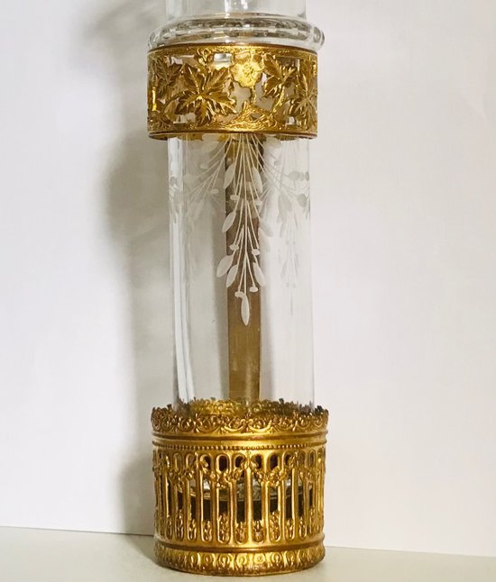 Carriage vase bouquet holders in crystal and gilded bronze Napoleon III 19th