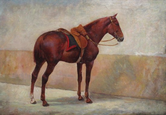 Horse Portrait Attributed To Ernest Jean Delahaye.