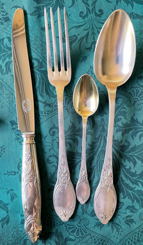 48-piece art nouveau cutlery set.