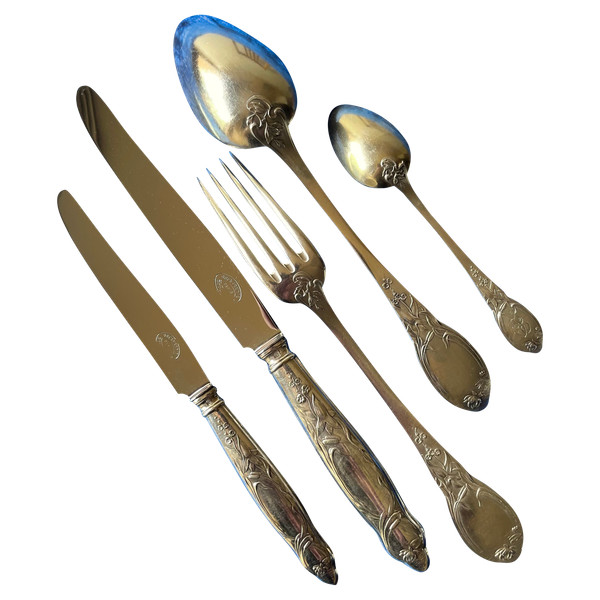 48-piece art nouveau cutlery set.