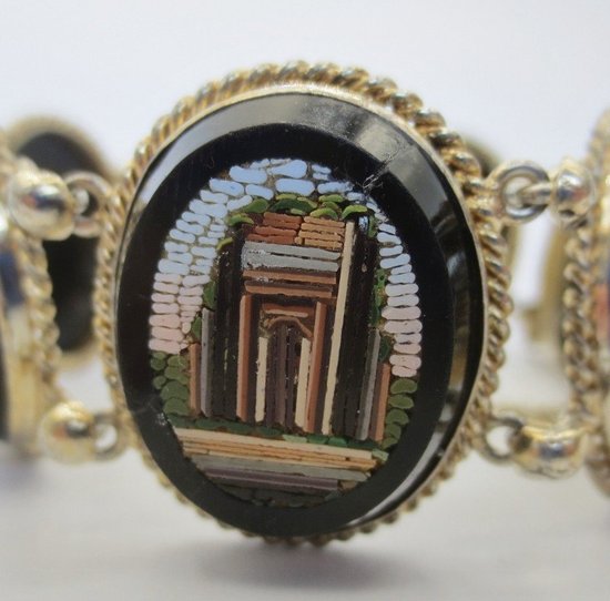 Black Onyx and Micro Mosaic Bracelet in Vermeil.