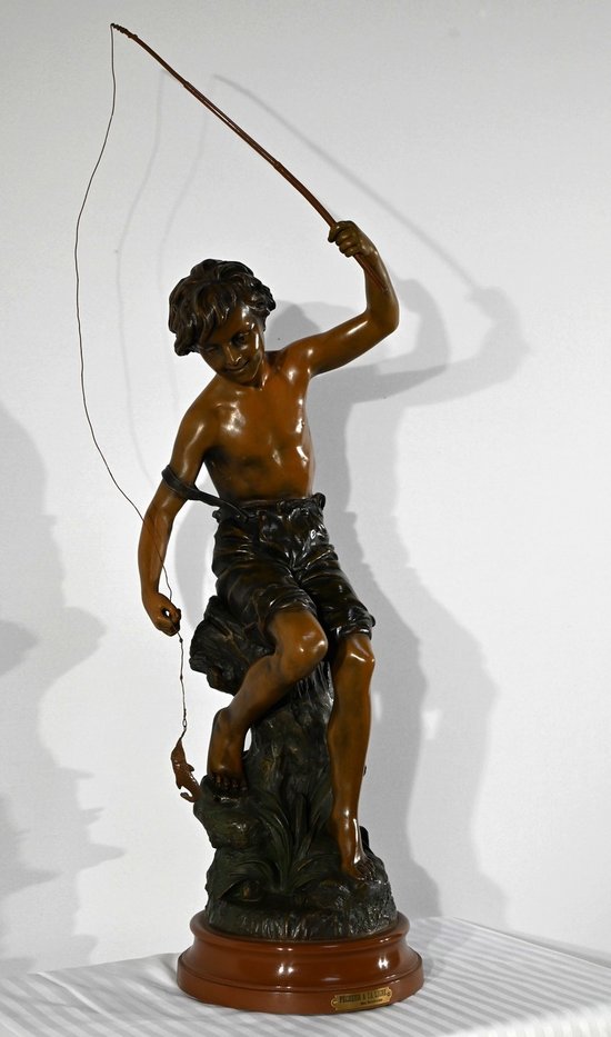 Important Spelter "The Angler", signed S.Kindsburger - Early 20th Century