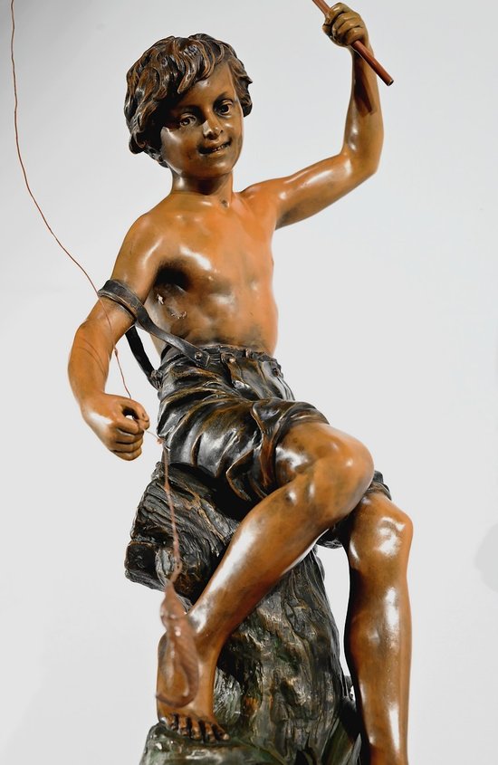 Important Spelter "The Angler", signed S.Kindsburger - Early 20th Century