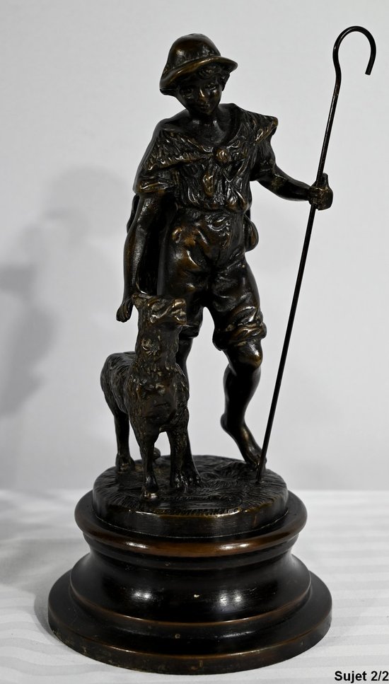 Bronzes “The Shepherd and the Shepherdess”, signed Laurini, after L & F. Moreau – Early 20th century