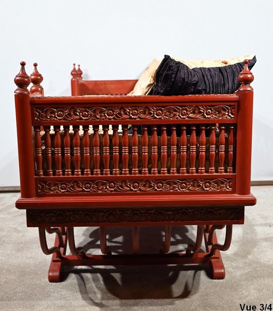 Barbed Bench in Teak, China - Late 19th Century