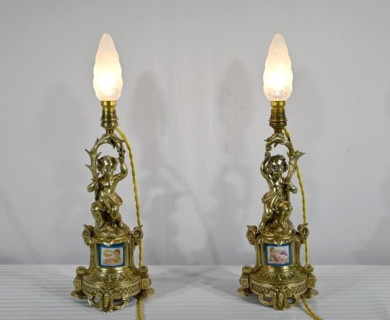 Pair of Candlesticks in Gilt Bronze, Napoleon III Period - Mid-19th Century