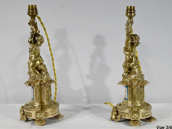 Pair of Candlesticks in Gilt Bronze, Napoleon III Period - Mid-19th Century