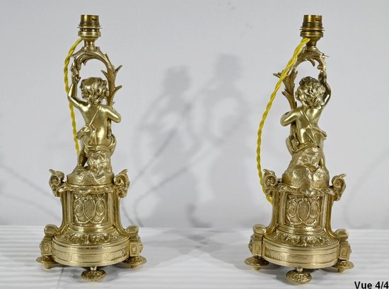 Pair of Candlesticks in Gilt Bronze, Napoleon III Period - Mid-19th Century