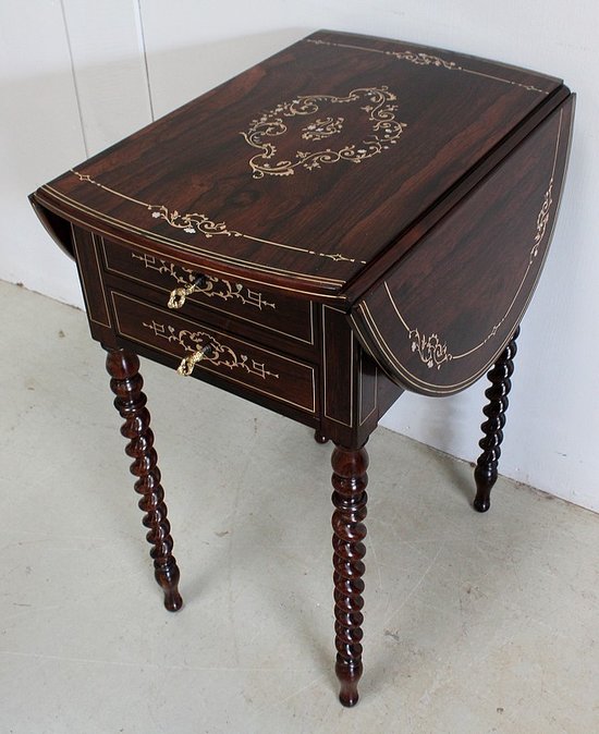 Small Rio Rosewood Shutter Table, Napoleon III Period – Mid-19th Century