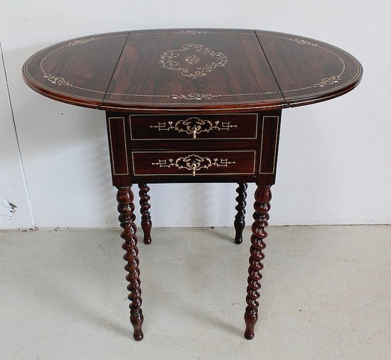 Small Rio Rosewood Shutter Table, Napoleon III Period – Mid-19th Century